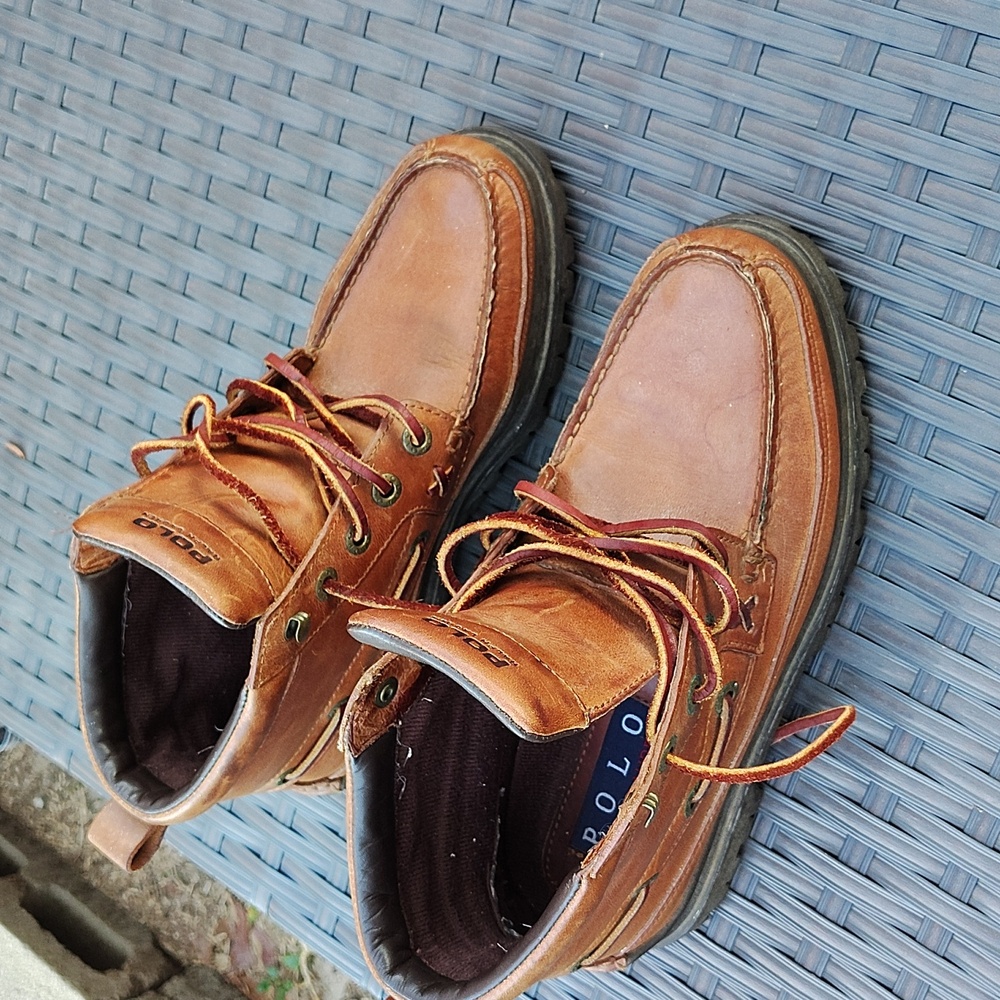 Polo by Ralph Lauren Men's Tan Leather Boat Shoes